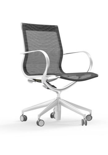 Curva Aluminum Frame Mid-Back Mesh Executive Chair with Casters
