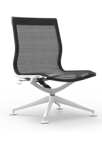  Curva Aluminum Frame Mid-Back Mesh Lounge Armless Chair