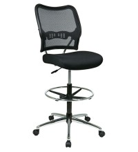 Deluxe Dark Back Drafting Chair with Chrome Finish Base