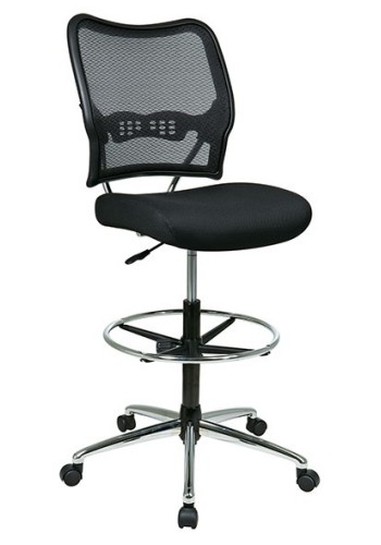 Deluxe Dark Back Drafting Chair with Chrome Finish Base