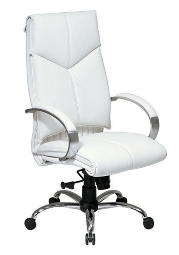 Deluxe High-Back White Executive Leather Chair