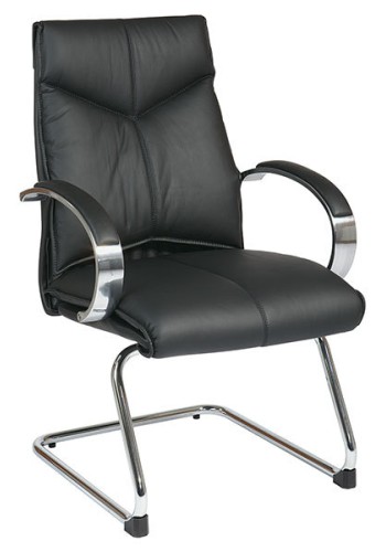 Deluxe Mid-Back Black Executive Leather Visitors Chair