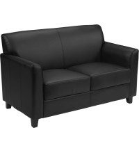 Diplomat Series Black Leather Love Seat (MF-BT-827-2-BK-GG)