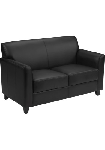 Diplomat Series Black Leather Love Seat (MF-BT-827-2-BK-GG)