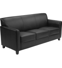 Diplomat Series Black Leather Sofa (MF-BT-827-3-BK-GG)