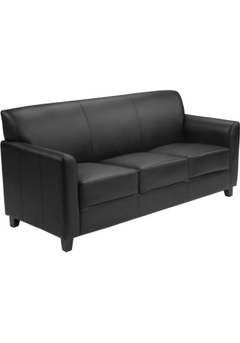 Diplomat Series Black Leather Sofa (MF-BT-827-3-BK-GG)