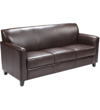 Diplomat Series Brown Leather Sofa (MF-BT-827-3-BN-GG)