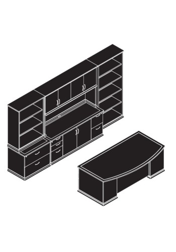 Emerald 84 and  Bowfront Executive Desk Station Configuration (418)