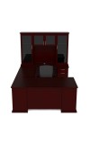 Emerald Executive U-Shape Desk with Glass Door Hutch