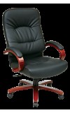 Leather High Back Executive Chair with Cherry Finish Wood (MWD5670)