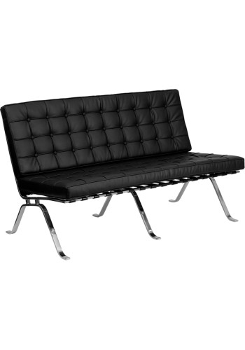 Flash Series Black Leather Love Seat (MF-ZB-FLASH-801-LS-BK-GG)