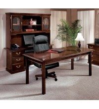 Governors Executive Table Desk with Credenza and Overhead Storage