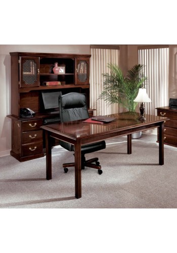 Governors Executive Table Desk with Credenza and Overhead Storage