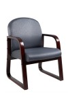 Grey Fabric Mahogany Wood Finish Guest Chair (MB9570-GY)