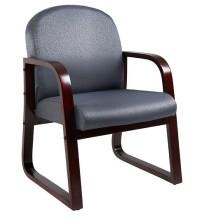 Grey Fabric Mahogany Wood Finish Guest Chair (MB9570-GY)