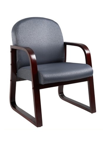 Grey Fabric Mahogany Wood Finish Guest Chair (MB9570-GY)