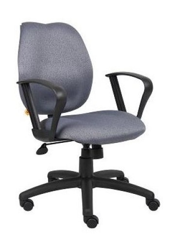 Grey Fabric Mid Back Task Chair with Loop Arms (MB1015-GY)