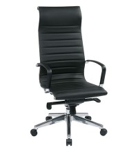 High-Back Black Eco Leather Chair with Headrest