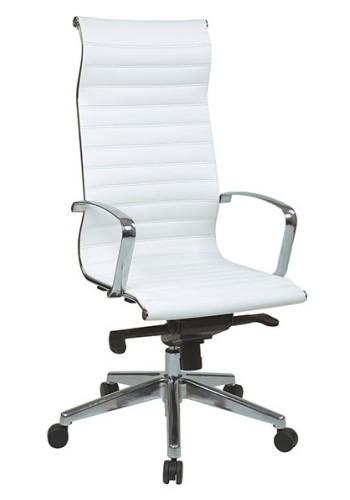 High-Back White Eco Leather Chair with Headrest