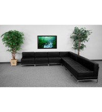 Imagination Series Black Leather Sectional Configuration, 7 Piece