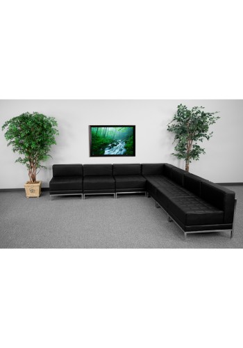 Imagination Series Black Leather Sectional Configuration, 7 Piece