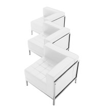 Imagination Series White Leather 3 Piece Corner Chair Set