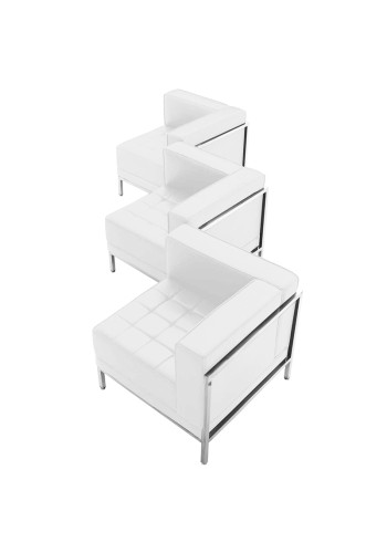 Imagination Series White Leather 3 Piece Corner Chair Set