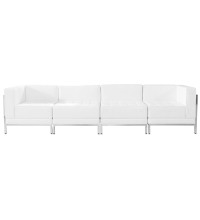 Imagination Series White Leather 4 Piece Lounge Set