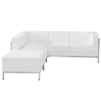 Imagination Series White Leather Sectional Configuration, 3 Pieces