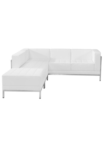 Imagination Series White Leather Sectional Configuration, 3 Pieces