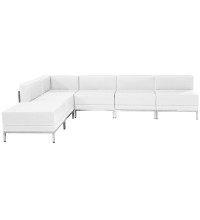 Imagination Series White Leather Sectional Configuration, 6 Pieces