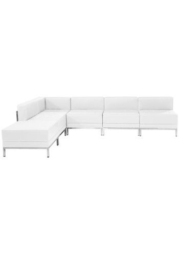 Imagination Series White Leather Sectional Configuration, 6 Pieces