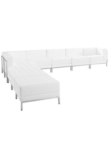  Imagination Series White Leather Sectional Configuration, 9 Pieces