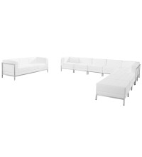 Imagination Series White Leather Sectional andamp; Sofa 10 Piece Set