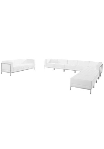 Imagination Series White Leather Sectional andamp; Sofa 10 Piece Set