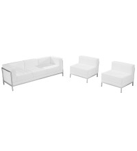 Imagination Series White Leather Sofa andamp; Chair Set