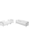 Imagination Series White Leather Sofa andamp; Lounge Chair Set, 4 Pieces