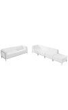 Imagination Series White Leather Sofa andamp; Lounge Chair Set, 5 Pieces