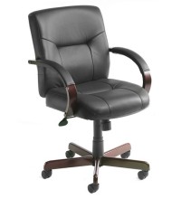 Italian Leather Mid Back Wood Executive Chair (MB8906)