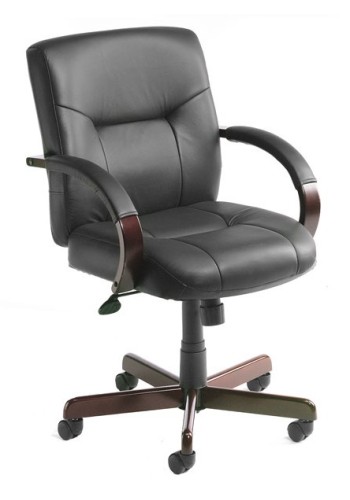 Italian Leather Mid Back Wood Executive Chair (MB8906)