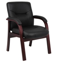 Italian Leather Wood Executive Guest Chair (MB8909)