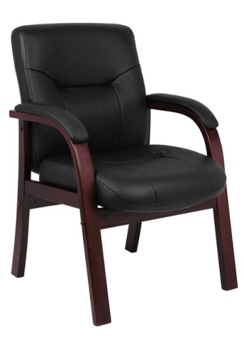 Italian Leather Wood Executive Guest Chair (MB8909)