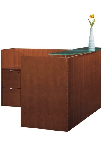 Jade L-Shape Reception Desk with Glass Counter