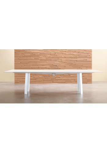 Kai 14 and Rectangular Conference Table with Glass Top and Metal Legs