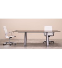 Kai 8 and Rectangular Conference Table with Polished Chrome Legs