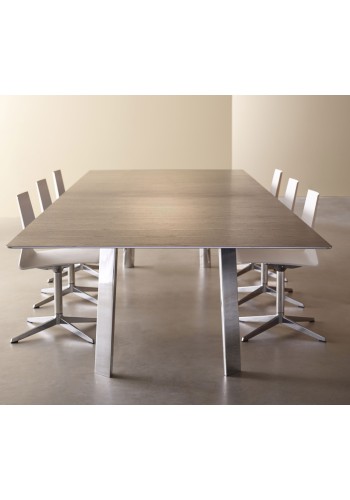 Kai 9 and Rectangular Conference Table with Polished Chrome Legs