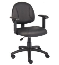 Leather Deluxe Posture Task Chair with Adjustable Arms (MB306)