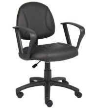 Leather Deluxe Posture Task Chair with Loop Arms (MB307)