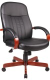 Leather High Back Cherry Wood Finish Executive Chair (MB8376-C)