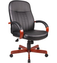 Leather High Back Cherry Wood Finish Executive Chair (MB8376-C)